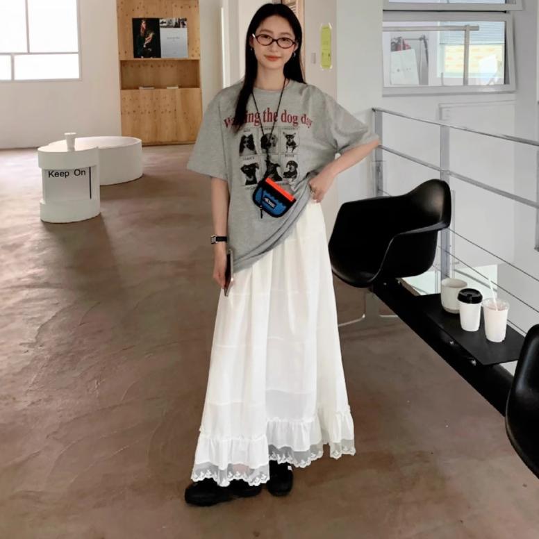 Amerikanische Vintage lustige Tierdruck High Street Kurzarm T-Shirts für Damen 2025 Sommer lässig lockeres T-Shirt Harajuku grau Damen T-Shirt Y2K Oberteile