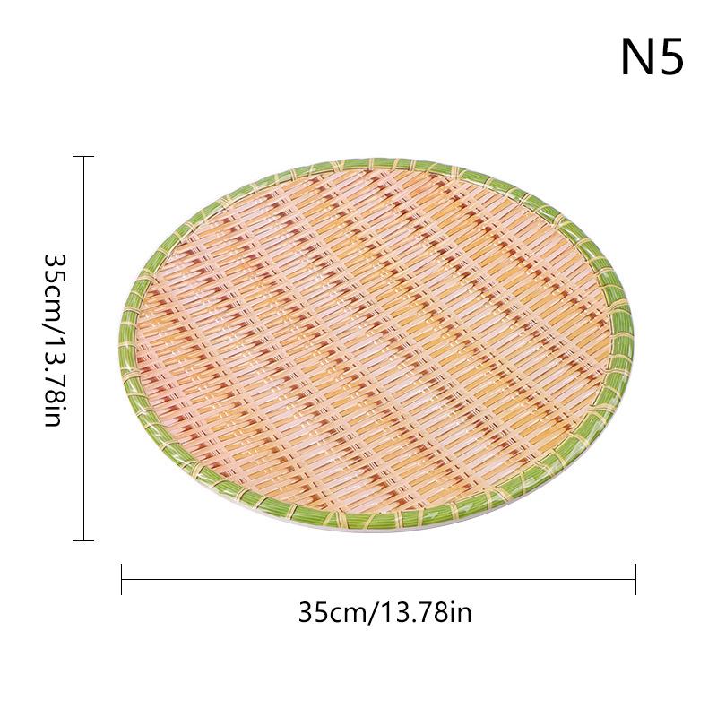 Bamboo Weaving Hot Pot Vegetable Plate Multiple Styles Melamine Barbecue Plate Green Serving Plate Restaurant