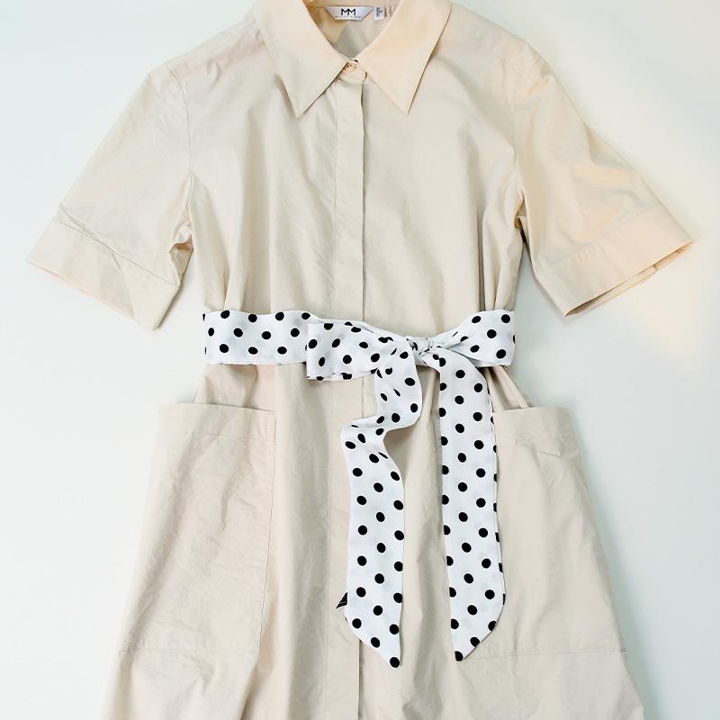 190cm Polka Dot Silk Scarf: Thin, Long, Versatile Ribbon for Hair, Waist, or Bag Accessory