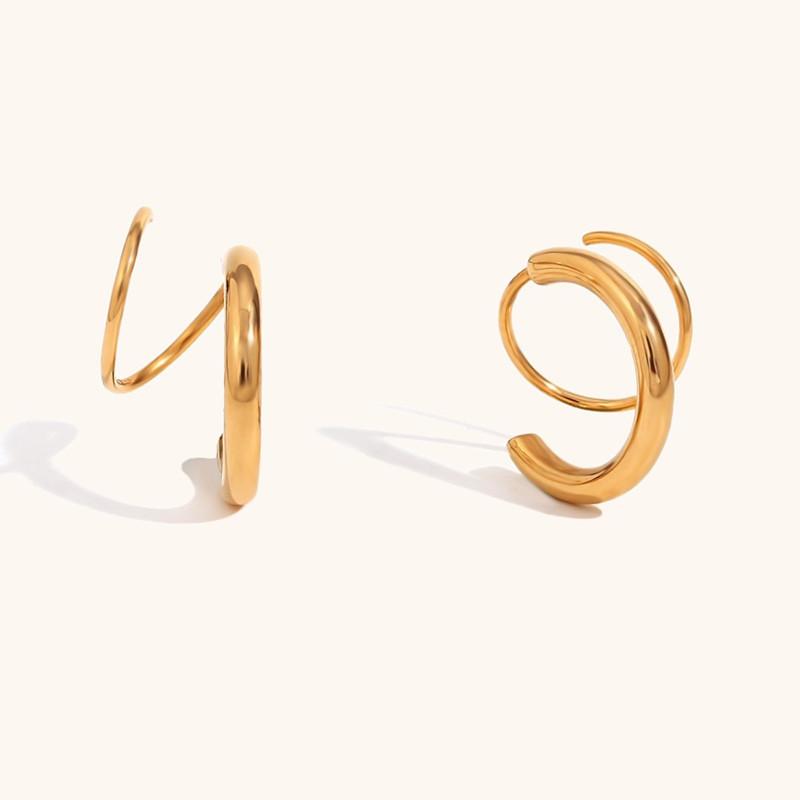 316L Stainless Steel Geometric Round Earrings, INS Minimalist Style Fashion Stud Earrings for Women