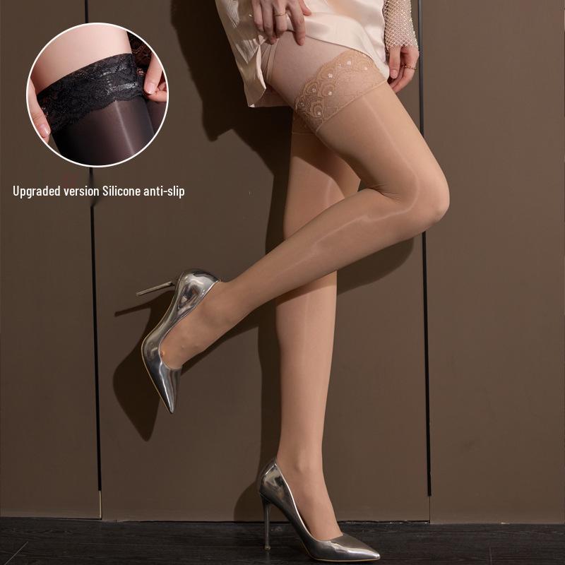Yuanbao Shiny Aurora Horse Oil Seamless Pantyhose - Anti-Snag, High Waist, Abdomen Control Stockings with Apple Hips Design.