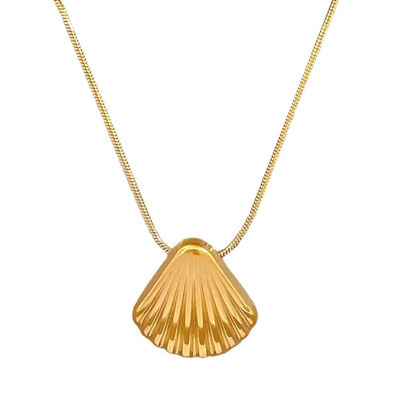 Cold Wind Shell Personality Minimalist Wind Furnace Real Gold Necklace Female Collarbone Chain
