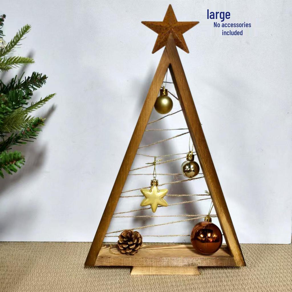 Wooden Luminous Christmas Tree Ornament with String Lights