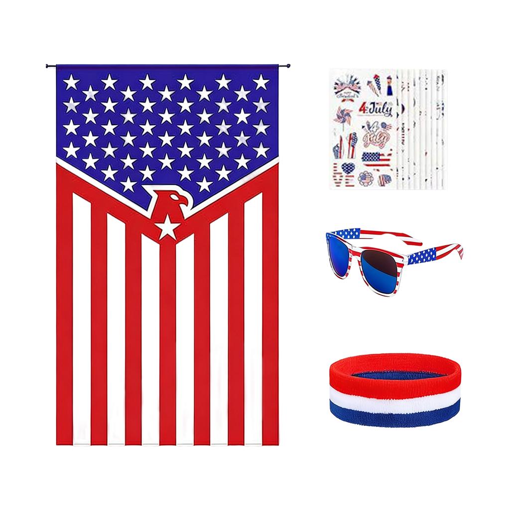 American Flag Clothing Cape Sunglasses Band Patriotic  Sticker Set   Independence Day
