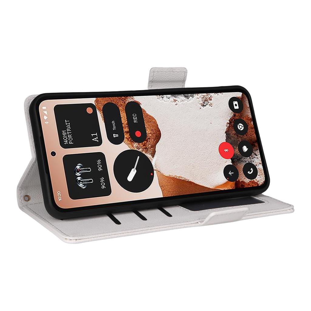 For Nothing CMF Phone 2 Pro Case with Wrist Strap Litchi Texture PU Leather Wallet Phone Cover
