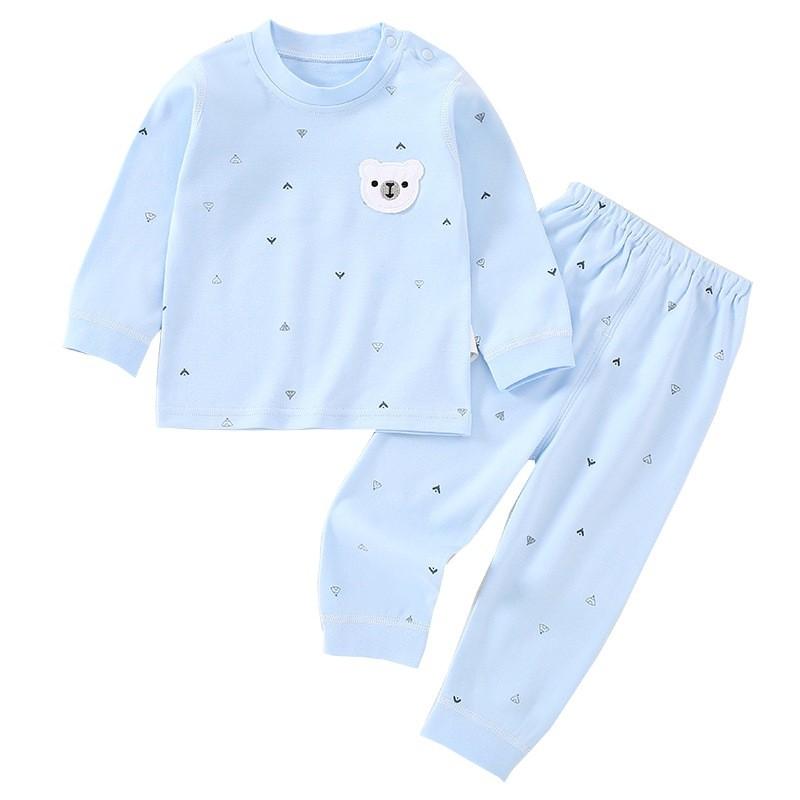 Baby Cotton Sleepwear Set For Toddlers With Animal Prints And Snap Shoulder Closure