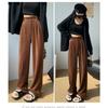 Ins Trendy Women Korean High Street Wide Leg Trouser Autumn Winter Thick Warm Women's Pant Fashion Corduroy Loose Button Trouser