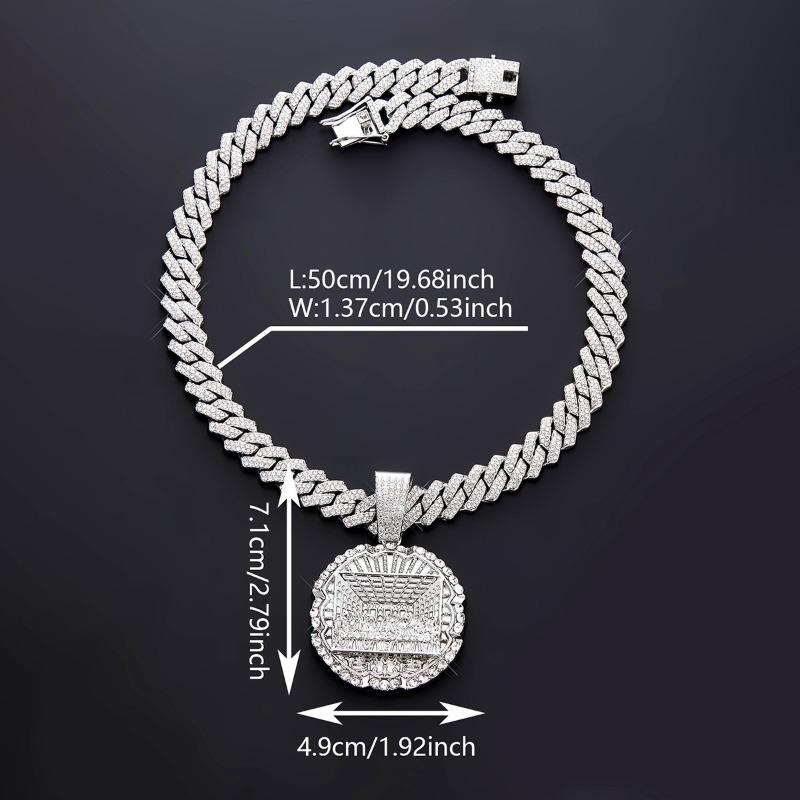 Full diamond last supper pendant necklace - unisex alloy diamond-set classic cuban chain