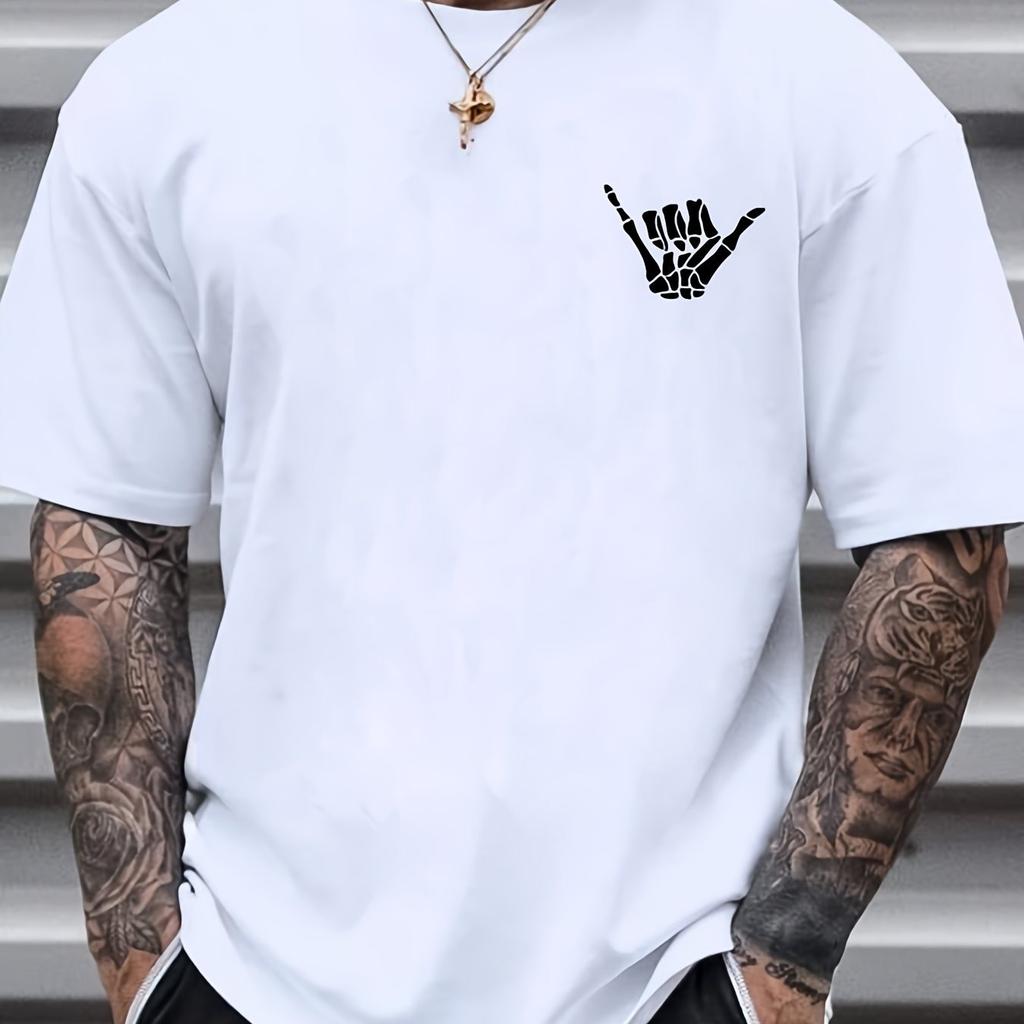 Mens Rock and Roll Graphic Tee  Casual Crew Neck  Versatile for Spring Summer Fall Ideal Gift Top