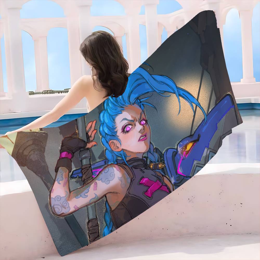 Couverture en Microfibre Dessin Animé Arcane J-Jinx Séchage Rapide Serviettes de Plage Impression Surdimensionnée Super Absorbant Serviette Couverture de Piscine