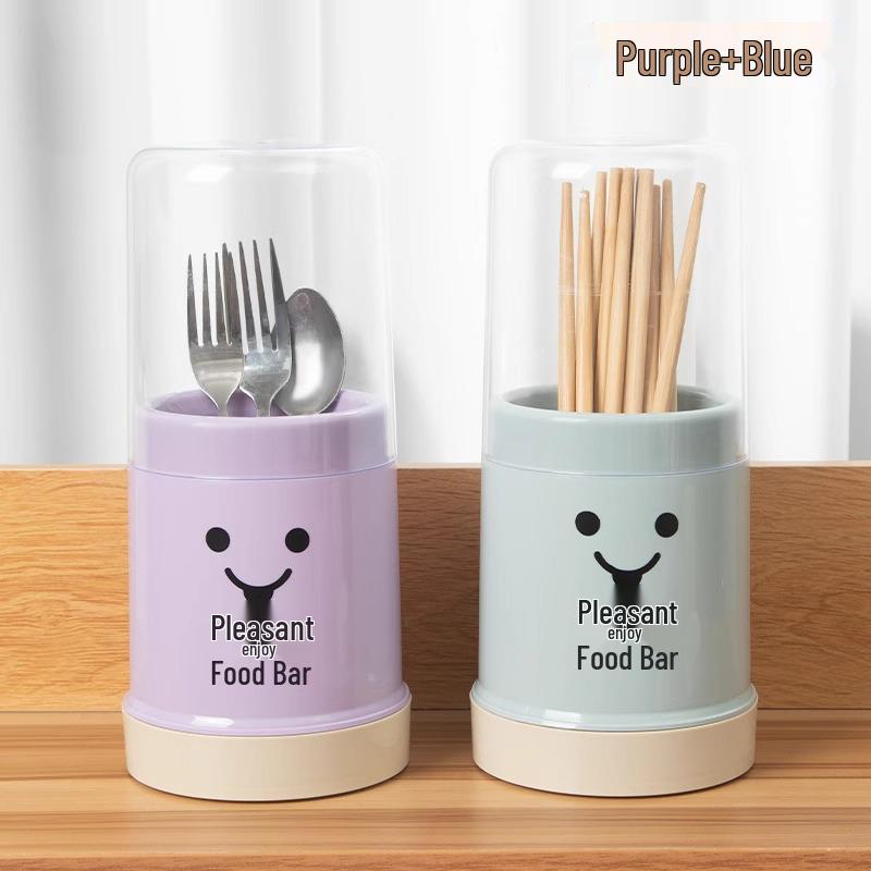 Dustproof Chopstick & Utensil Holder: Kitchen Storage Tray with Drainage