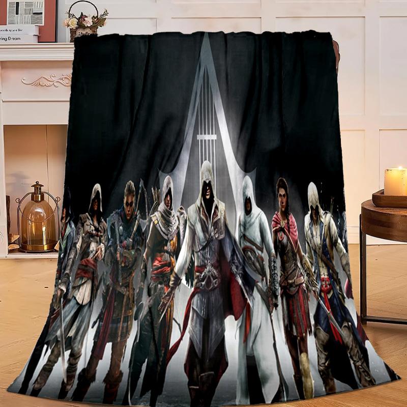 1PC Assass Warrior Flannel Blanket Gift, Suitable for Both Men And Women, Soft Ideal for Beds And Sofa, Birthday Or Christmas Gift