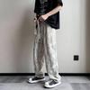Trendy Corduroy Men's Full-Print Casual Pants: Retro Loose-Fit Straight Trousers for Spring & Autumn