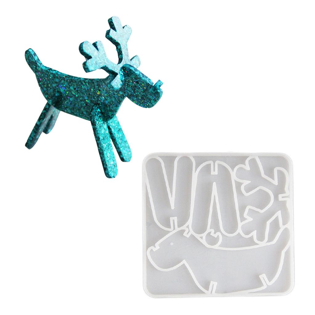 Christmas Themed Ornament Mould Silicone Mold for Reindeer Figurine Decoration Gypsum Mold Jewelry Making Supplies