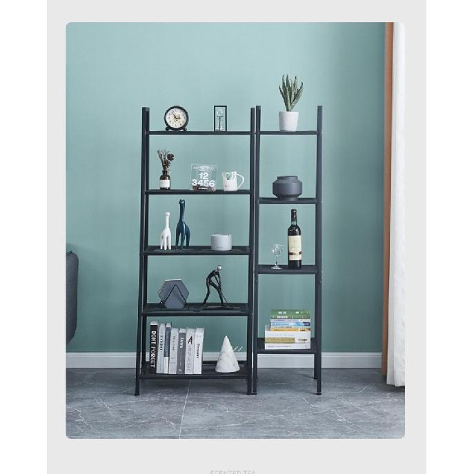 G-H 4-Tier Metal Wrought Iron Floor Rack Nordic Style Display Rack For Living Room/Bedroom/Kitchen/Bathroom/Home Office