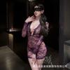 New sexy lace perspective deep V shows big purple charm pure desire erotic underwear set