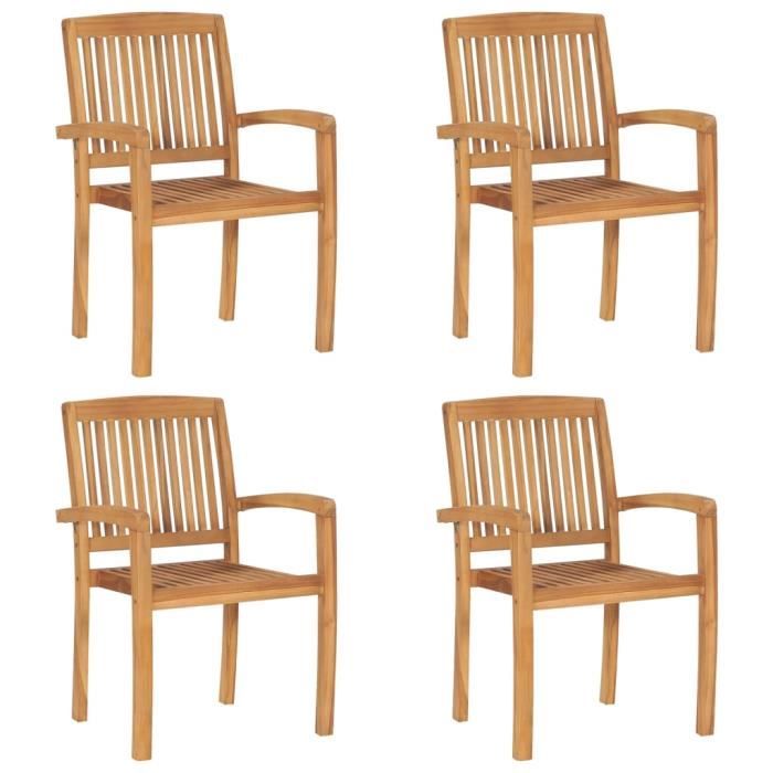 VidaXL Stackable Garden Chairs with Cushions, 4 Pcs, Solid Teak
