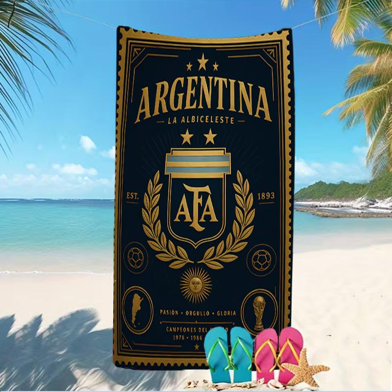 Beach Towel with Argentina Football Pattern - soft,absorbent,machine washable Lightweight&Modern,swimming,Travel Essentials