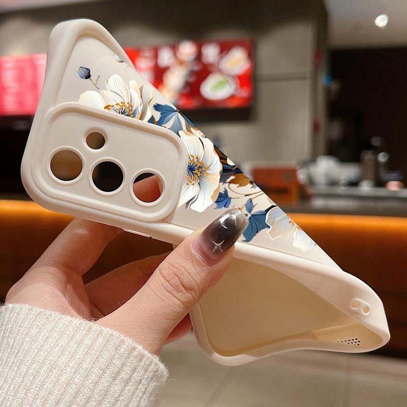 Luxuriöse Handyhülle aus mattem TPU mit Blumendruck für Samsung S25 Plus S24 FE S23 Ultra S22 A56 A36 A16 A55 A06 A05 A15 A35 A54 Stoßfeste Bumper-Abdeckung