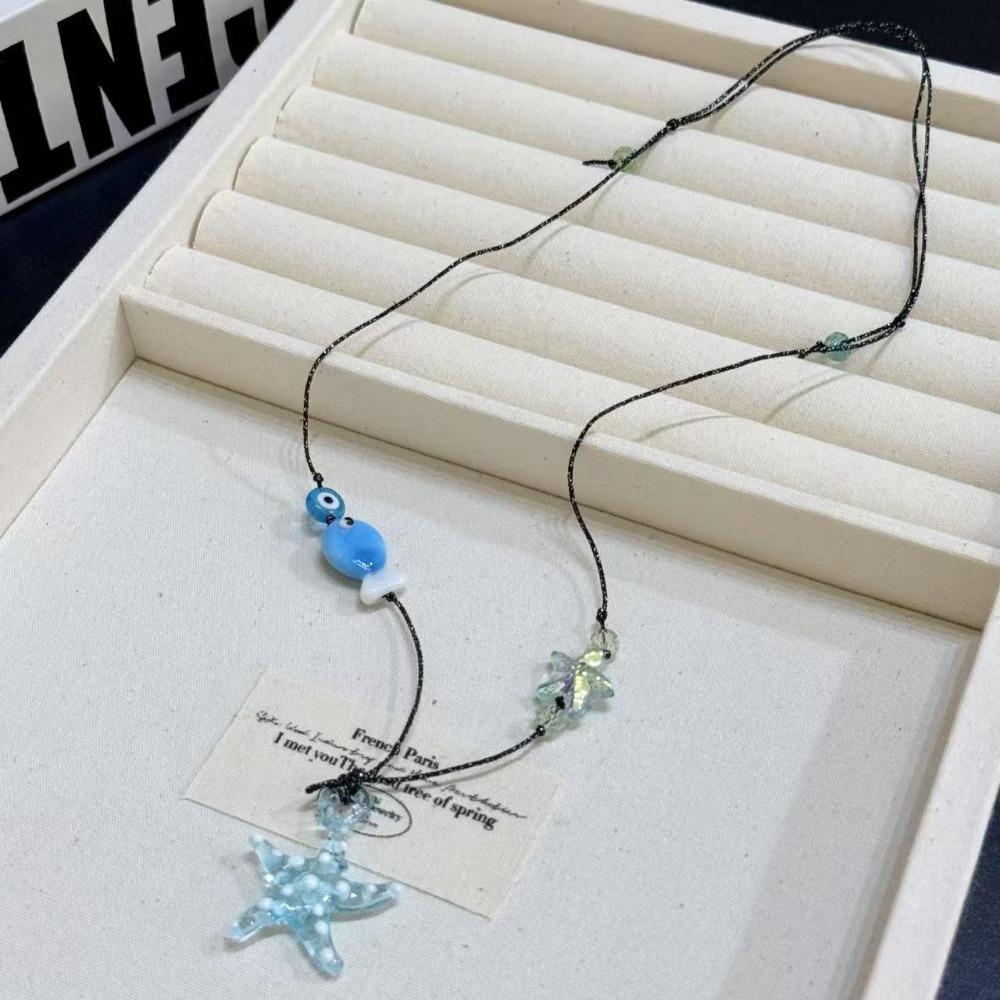 Starfish Ceramic Fish Pendant Ocean Sea Series Boho Ethnic Necklace Fish Starfish Necklace  Girls