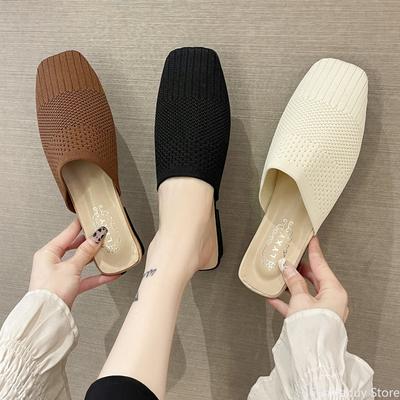 Fashion Women Slippers Shoes 2024 New Summer Ladies Fashion Slides Outdoor Sweet Knit Casual Sandals 3 Colors