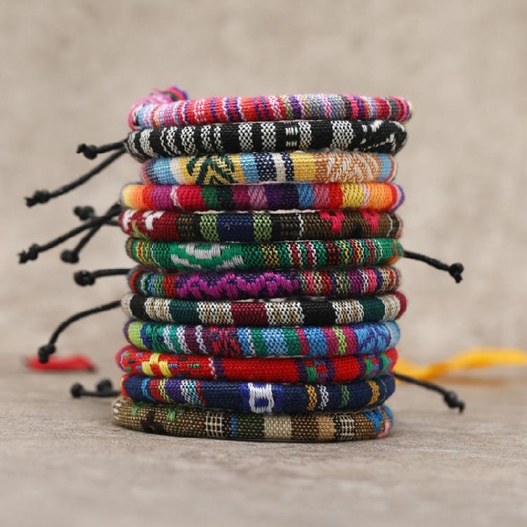 Unique Patterns Woven Wristband Trendy Multicolor Bracelet Colorful Handcrafted Jewelry for Music Festivals and Holidays
