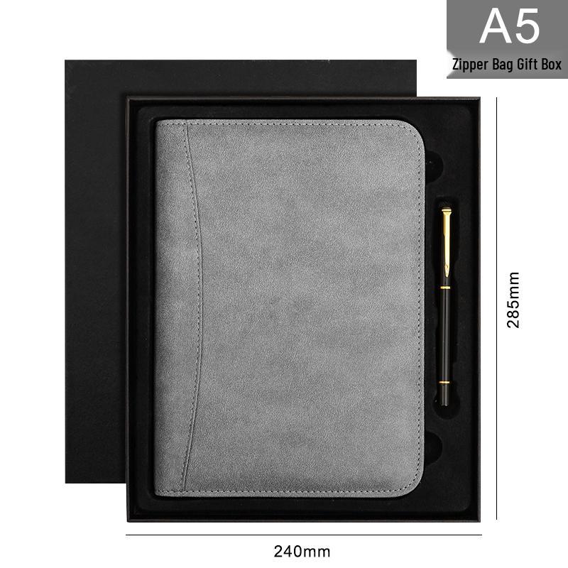 B5 Loose-Leaf Business Notebook with Calculator – Thick Cowhide Multifunctional Stationery