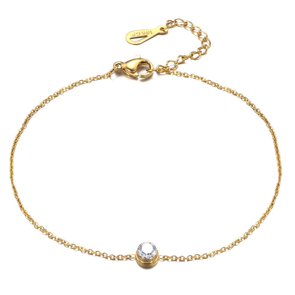 18K Gold Single Diamond 6MM Fashion Bracelet for Women