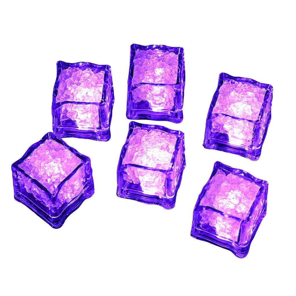 12pcs LED Light Up Ice Cubes Reusable Beverage Cooling Cubes Battery Operated Party Drink Accessories