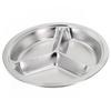 Stainless Steel 3-Sections Round Divided Dish Dia-22/24/26cm Snack Dinner Plate