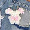 Puppy Toy Keychain with Bowknot Cartoon Big Ear Dog Plush Dolls Keyring Pendant Backpacks Bag Charm for Women and Girls