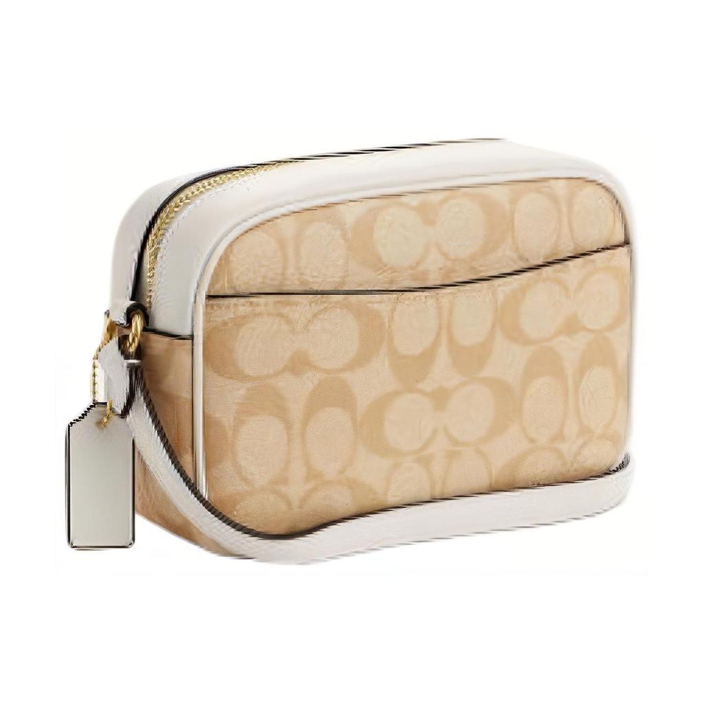Coach Jamie 21 Classic Monogram Gold Logo Hardware Zipper Canvas And Leather Shoulder Crossbody Bag Small Women bags Light-Khaki Chok CQ874-IMDQC