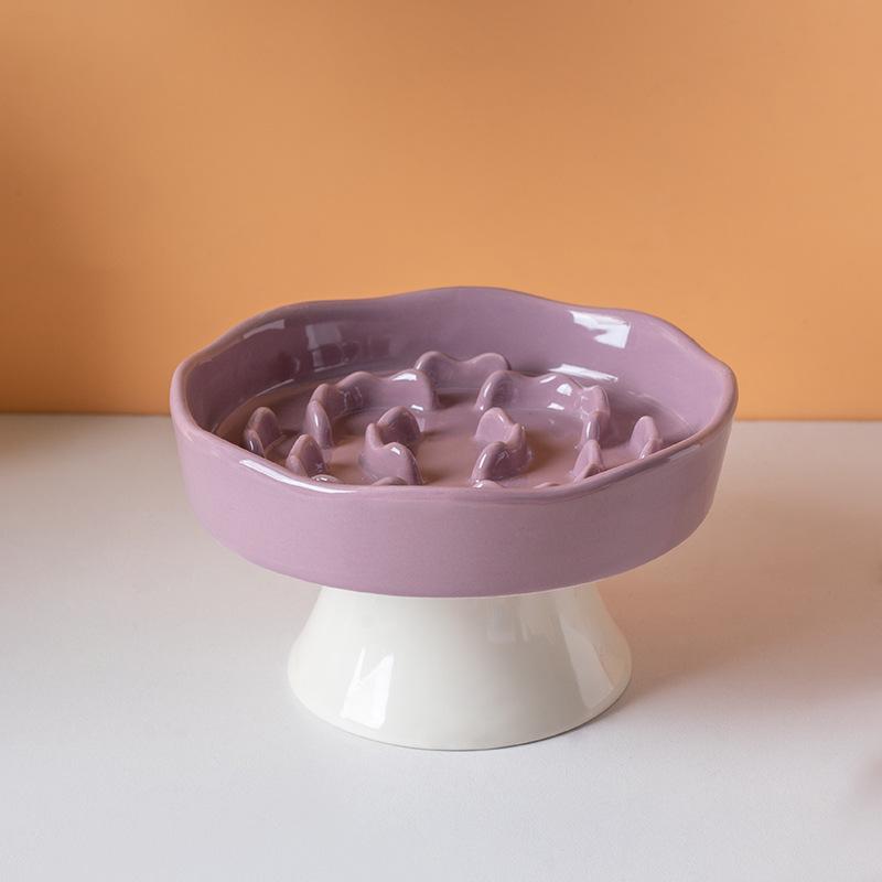 High-Leg Ceramic Slow Feeder Bowl - Anti-Choke, Neck Protection, Stable Design for Cats & Dogs