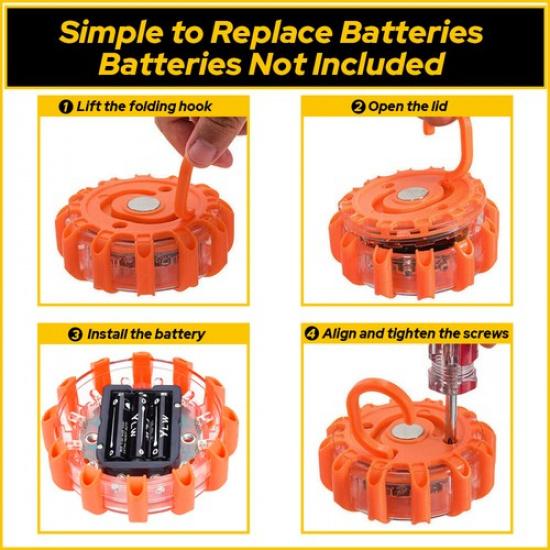 9LED Road Flares Emergency Disc Roadside Safety Light For Car Truck Trailer US