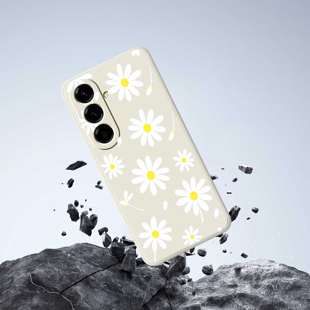 For Samsung Galaxy A56 5G Case White Daisy Pattern Printing Straight Edge TPU Phone Back Cover