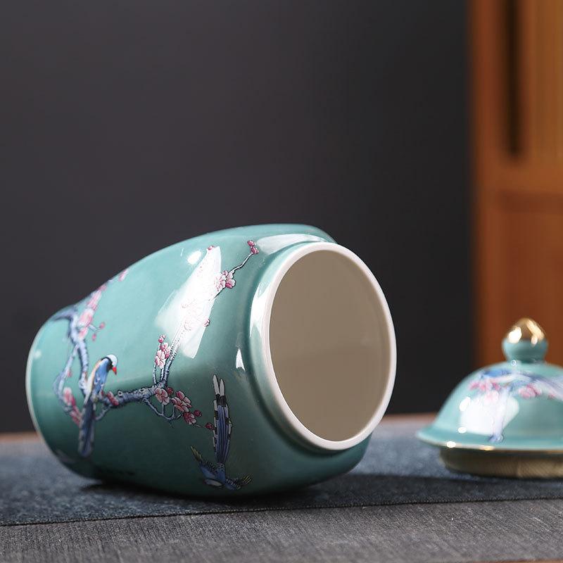 Classic Ceramic Tea Box Home Candy Sealing Jar Hexagonal Plum General Jar Table Top Flower Arrangement Vase Home Decoration New