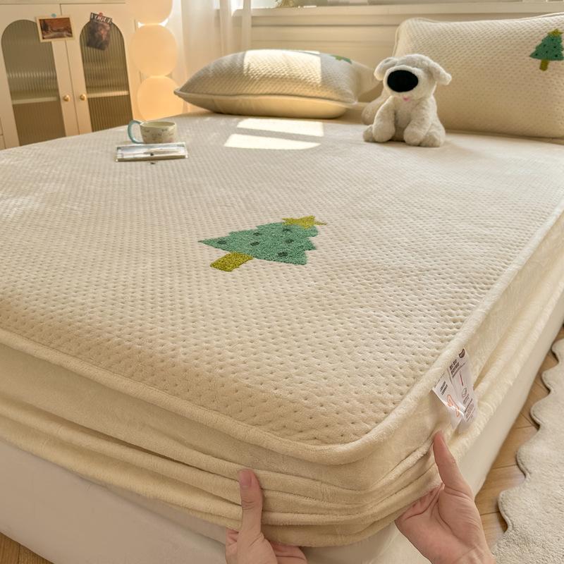 Постельное белье класса А, стеганый наматрасник из молочного бархата, зимний, толстый, моющийся, цельный 90x190cm белый