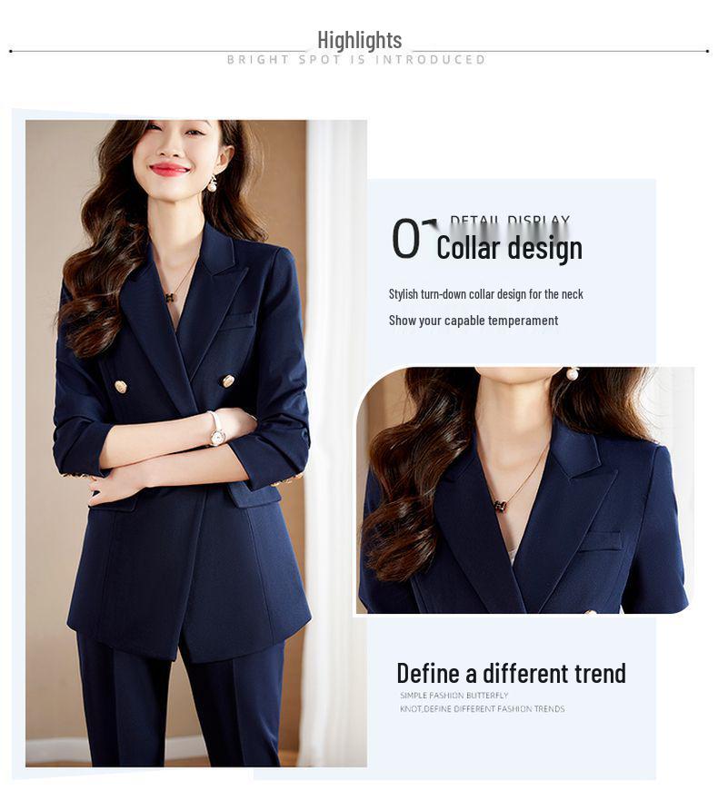 Veste de costume noire professionnelle pour femmes européennes et américaines - Manches longues, Printemps/Automne, Style étudiant, Vêtement de travail à tempérament