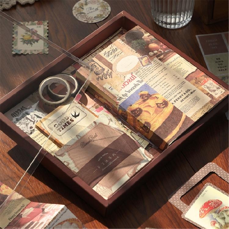 Scrapbooking Collage Junk Journal Decoration Gift Box Tape Sticker Journaling Kits Paper Frame Scrapbooking Supplies