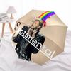 1pc Johnny Hallyday pattern Umbrella Portable Folding Umbrella Iron Frame Hole Bone Structure Outdoor Home Umbrella