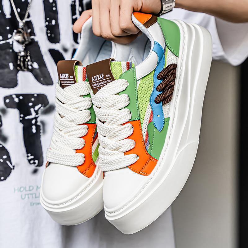 Spring Summer Rainbow Canvas Shoes Fashion Casual Men' Streetwear Sneakers Breathable Flat Vulcanized Sneakers Mens Trendy Shoes