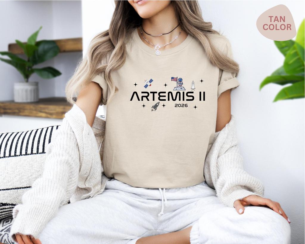 T-shirt Missione Lunare Artemis II Unisex e Donna Estate Cotone Abbigliamento Y2K Moda Casual Girocollo Manica Corta Maglietta Streetwear