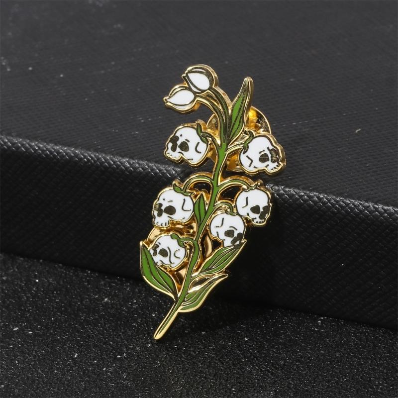 Skull Lilys of The Valley Brooch Unique Designs With Sturdy Alloy Materials for Parties Supplies and Festivals