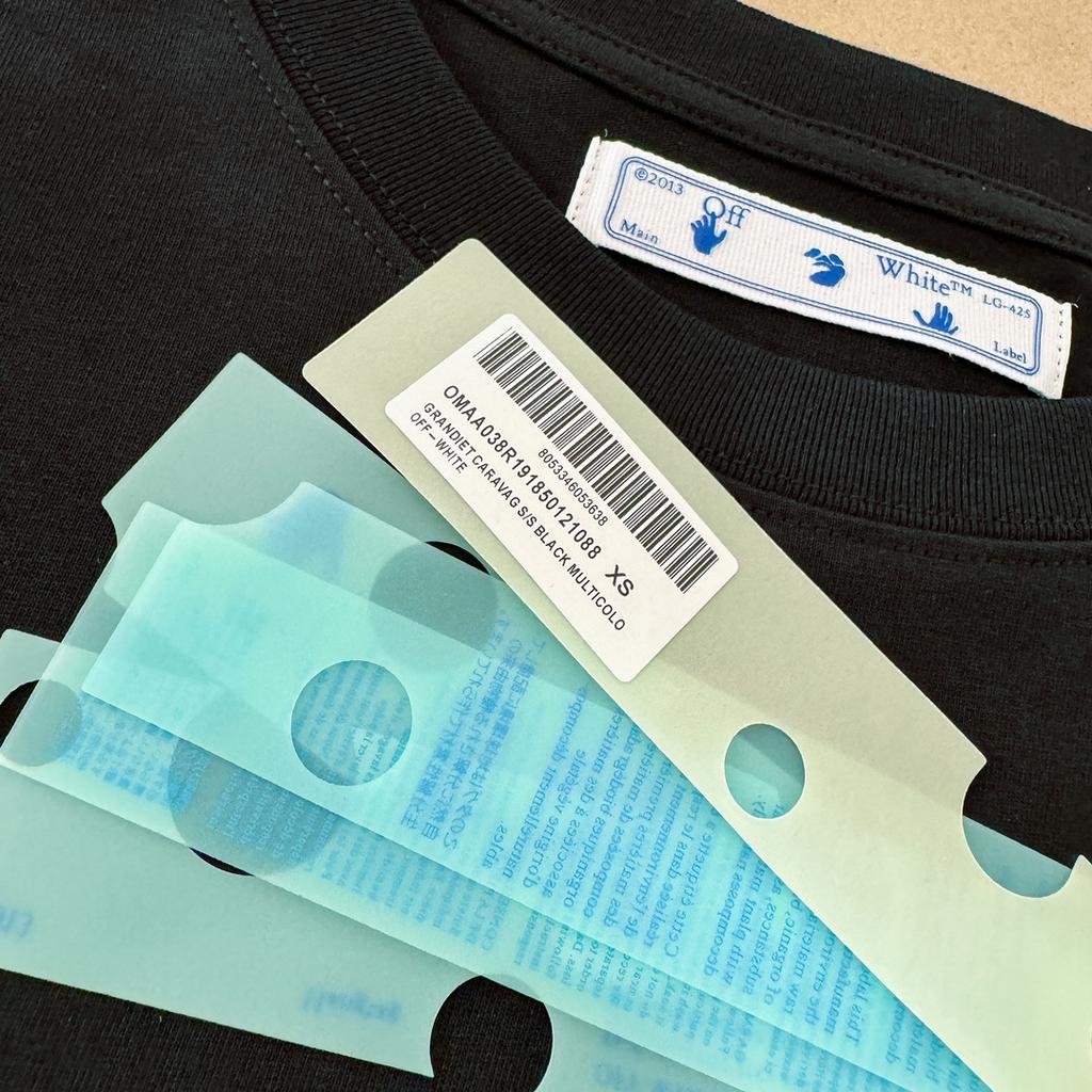 Off-White 2025 Sommer Neues blaues T-Shirt mit Geister- und Feuerschädel-Print, kurzärmelig, für Männer und Frauen, Paar-T-Shirt