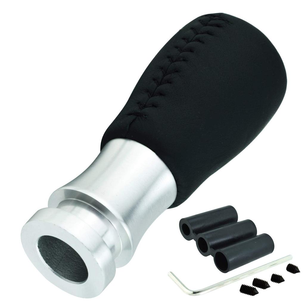 Lunsom Leather Shift Knob for Manual Transmission Vehicles 5-Speed (Black Stitching)