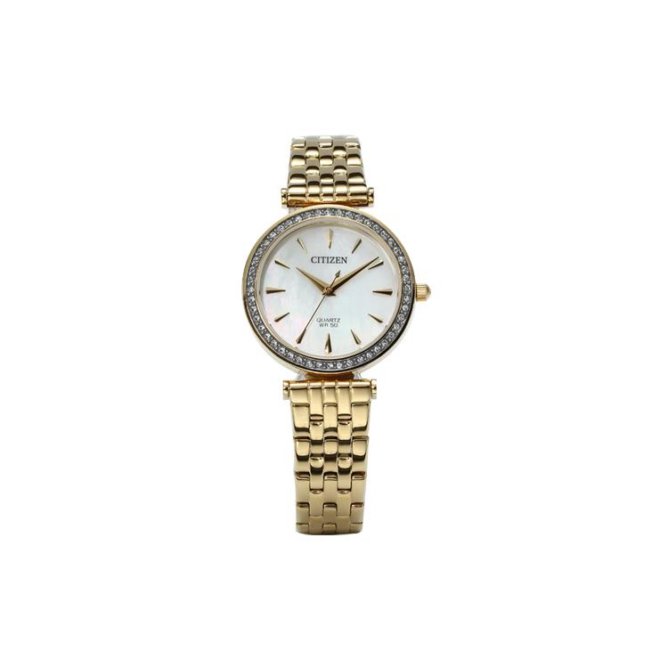 

CITIZEN 30m Water Resistant Light Powered Quartz Movement Stainless Steel Strap Watch 30mm ER0212-50Y Gold Strap