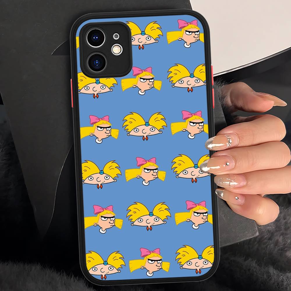 H-Hey A-Arnold Helga Bonito Matte Protective Case For IPhone 16 15 14 13 12 11 Pro Max X XS MAX Protection Case