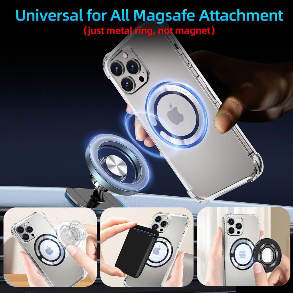 4Pcs Adapter Ring for Magsafe, Magnet Adapter, Magsafe Sticker with 3M Adhesive, Black Metal Loop for Wireless Charger/Card Wallet/Car Mount/Battery