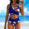 New tropical floral print sexy split bikini swimsuit women's vacation beach suit