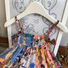 Girls' Retro Floral Summer Dress - Sling Style, Model AXB502